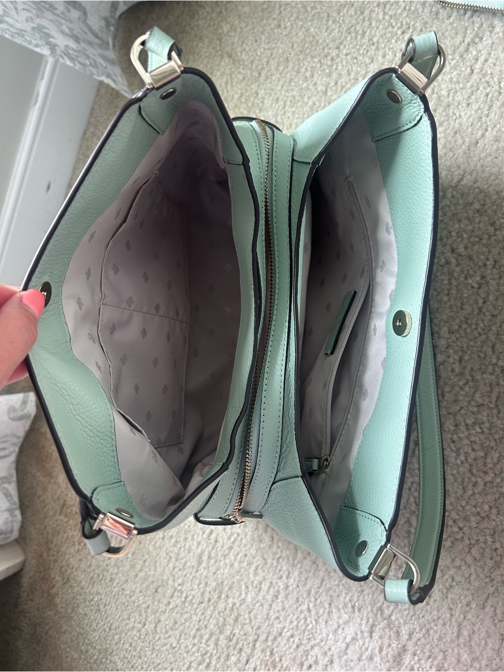 Kate Spade Mint Green Leather Shoulder Bag with Matching Wallet - Picture 12 of 16